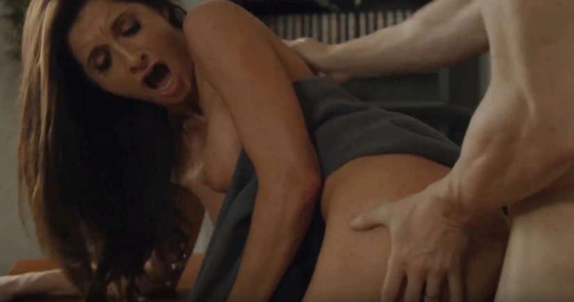 The excited wife is cheating with the boss at work