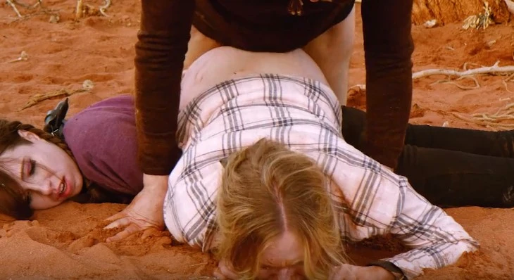 Tied and forced girls in the desert