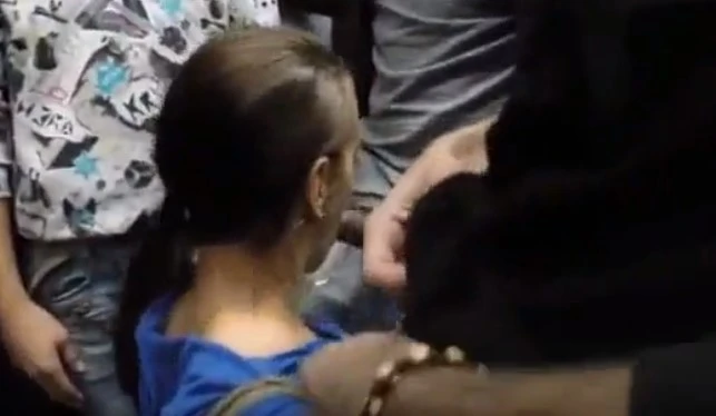 Young whore satisfies the guys on the way to work