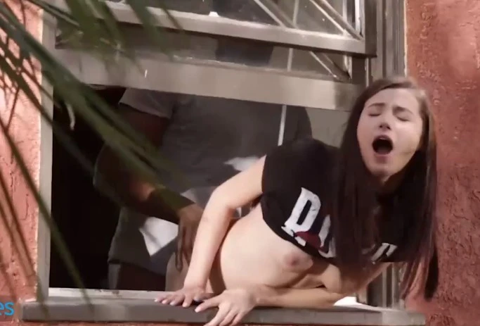 Juicy bitch Caroline Svits surrendered to a black man on the window