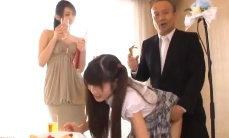 Father fucks his miniature daughter at the wedding of his son