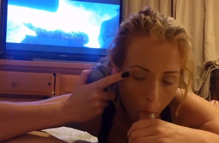 The wrong wife speaks on the phone and swallows sperm